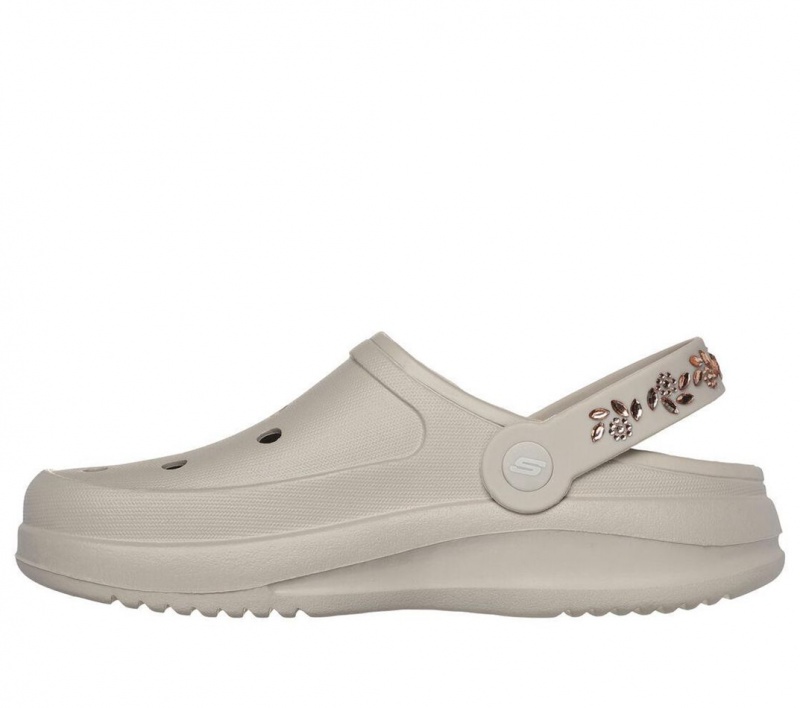 Beige Skechers Foamies: Dazzle Diva Women's Sandals | UYPE-47235