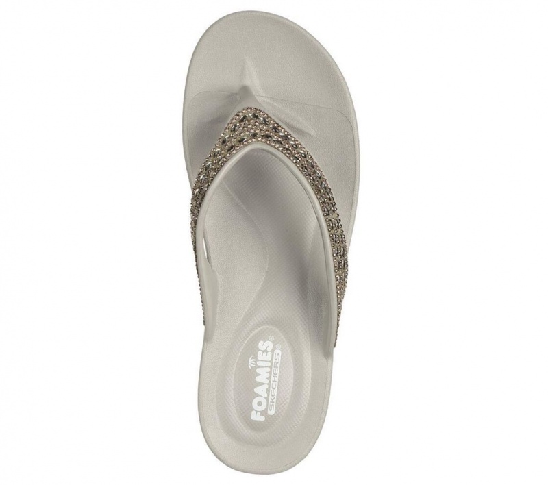 Beige Skechers Foamies: Glitzy Women's Sandals | PAEO-04925