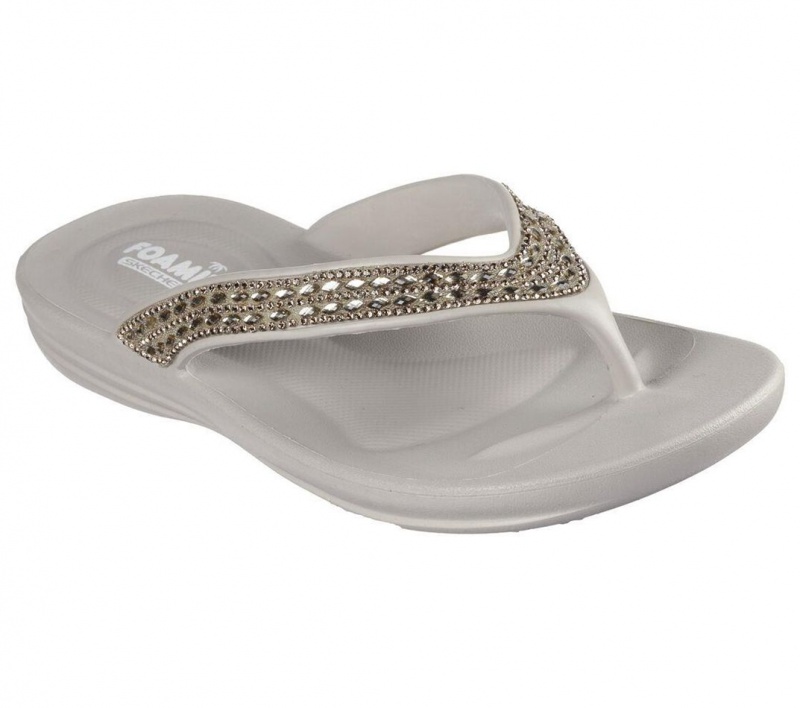 Beige Skechers Foamies: Glitzy Women's Sandals | PAEO-04925