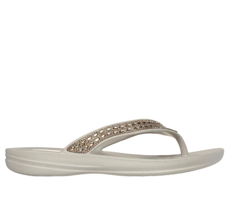 Beige Skechers Foamies: Glitzy Women\'s Sandals | PAEO-04925