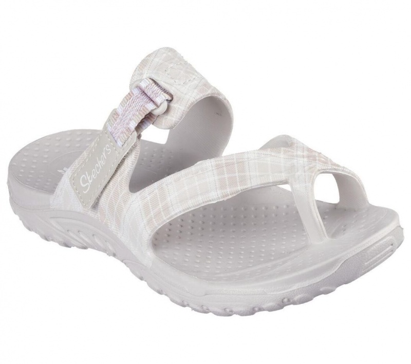 Beige Skechers Foamies: Reggae - Tartan Charm Women's Sandals | DZIP-35824