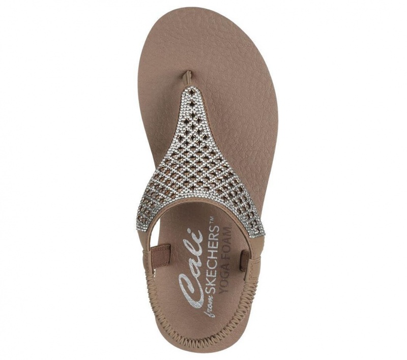 Beige Skechers Meditation - Rockstar Women's Sandals | GJXA-83427