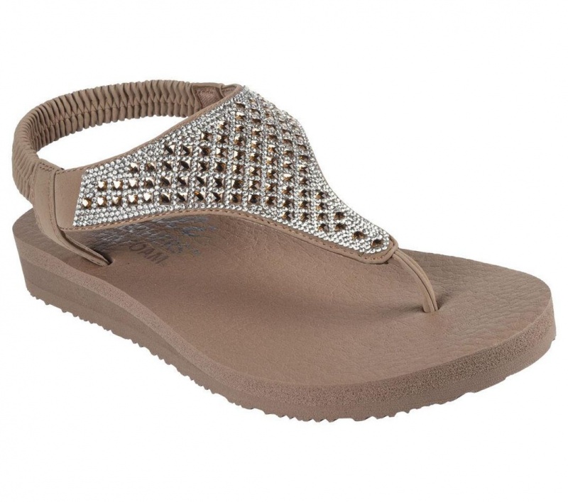 Beige Skechers Meditation - Rockstar Women's Sandals | GJXA-83427