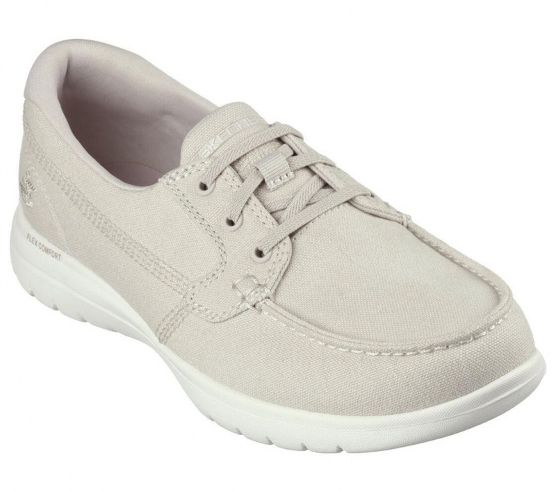 Beige Skechers On The Go Flex - Catalina Women's Boat Shoes | IUSO-56148