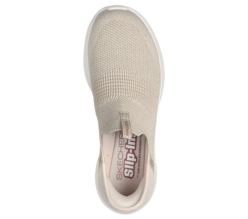 Beige Skechers Slip-ins: Ultra Flex 3.0 - Glitter Me Women's Sneakers | TCLZ-91834