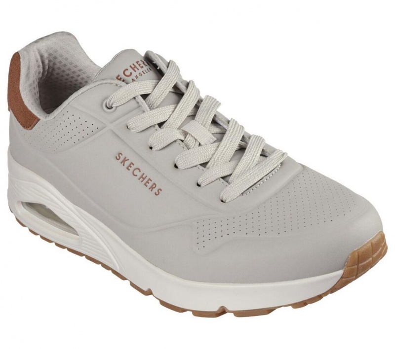 Beige Skechers Uno - Suited On Air Men's Sneakers | NRXI-26198