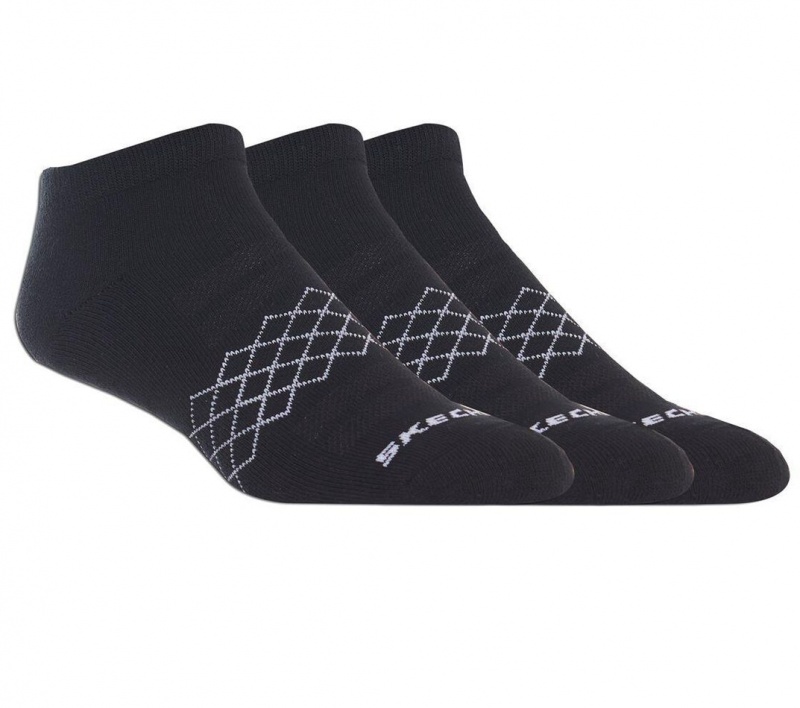 Black Skechers 3 Pack Low Cut Diamond Arch Men\'s Socks | YJOF-57389