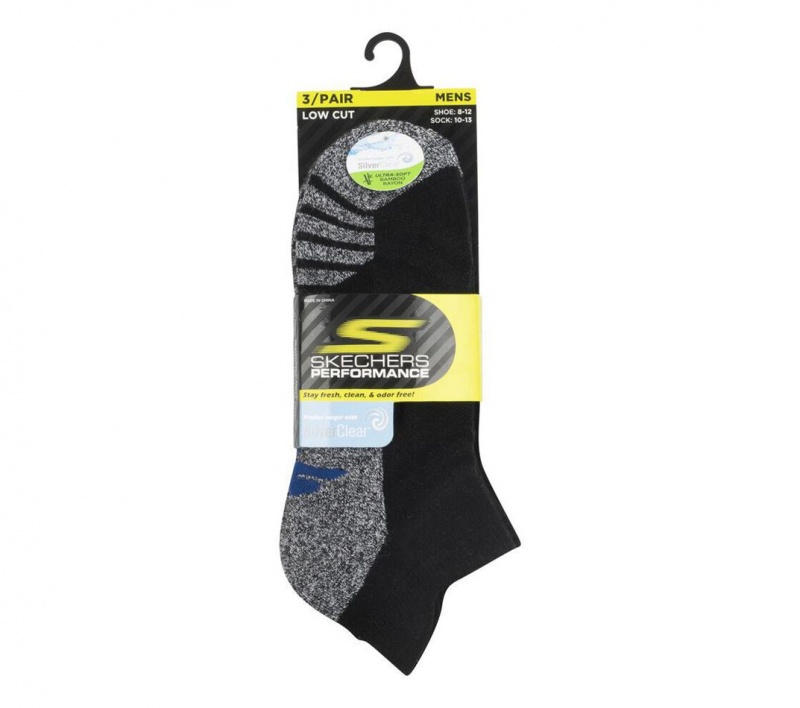 Black Skechers 3 Pack Low Cut Extra Terry Men's Socks | XGCS-53281