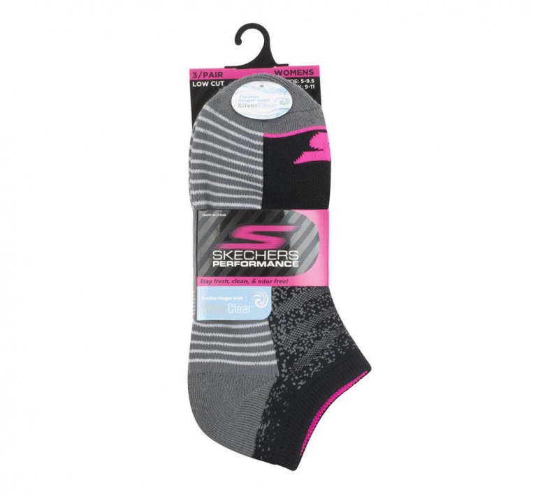 Black Skechers 3 Pack Low Cut Half Terry Women's Socks | BIDJ-37652