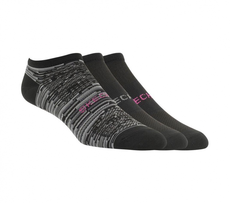 Black Skechers 3 Pack No Show Microfiber Women\'s Socks | UDCH-96780