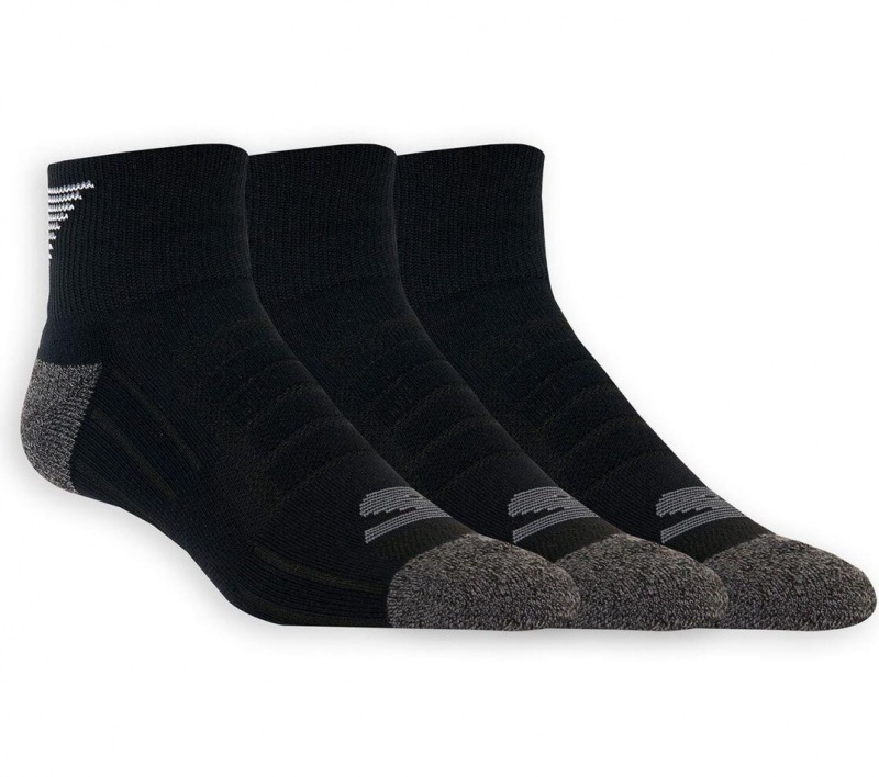 Black Skechers 3 Pack Quarter Crew Athletic Men\'s Socks | RTMH-80172