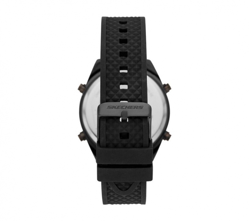 Black Skechers Accessories Blue Face Digital Men's Watch | QVZJ-79120