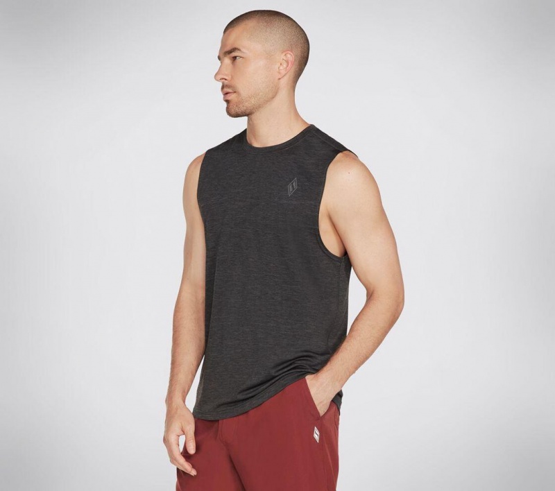 Black Skechers Apparel On The Road Muscle Men's Tank Top | UFHM-48756