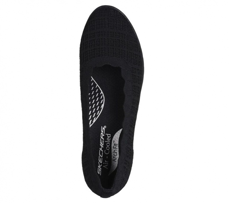 Black Skechers Arch Fit Cleo Wedge - Miss You Women's Flats | BTJD-17354