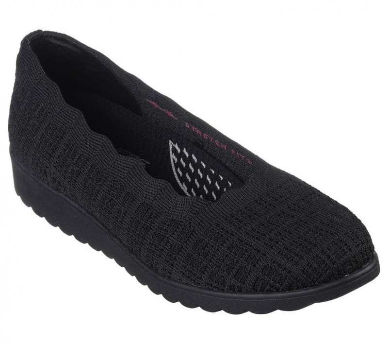 Black Skechers Arch Fit Cleo Wedge - Miss You Women's Flats | BTJD-17354