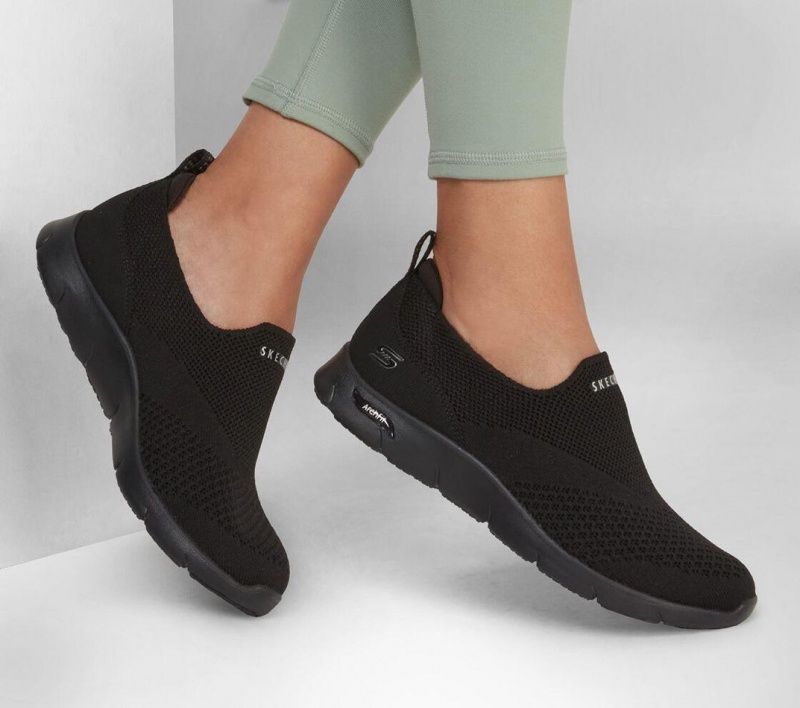 Black Skechers Arch Fit Refine - Don't Go Women's Sneakers | MQZX-47021