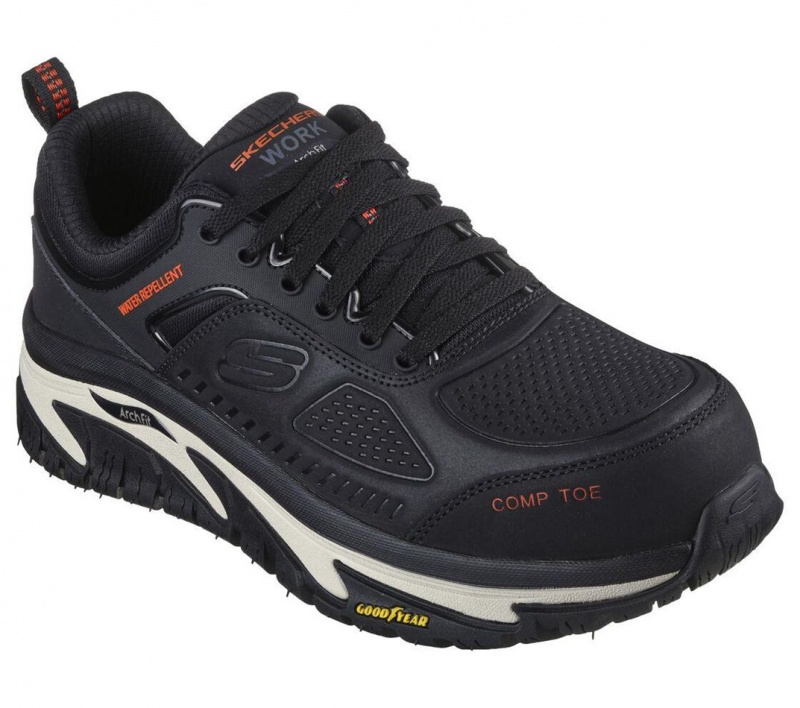 Black Skechers Arch Fit Road Walker - Raylan Men's Work Shoes | AKUY-75126