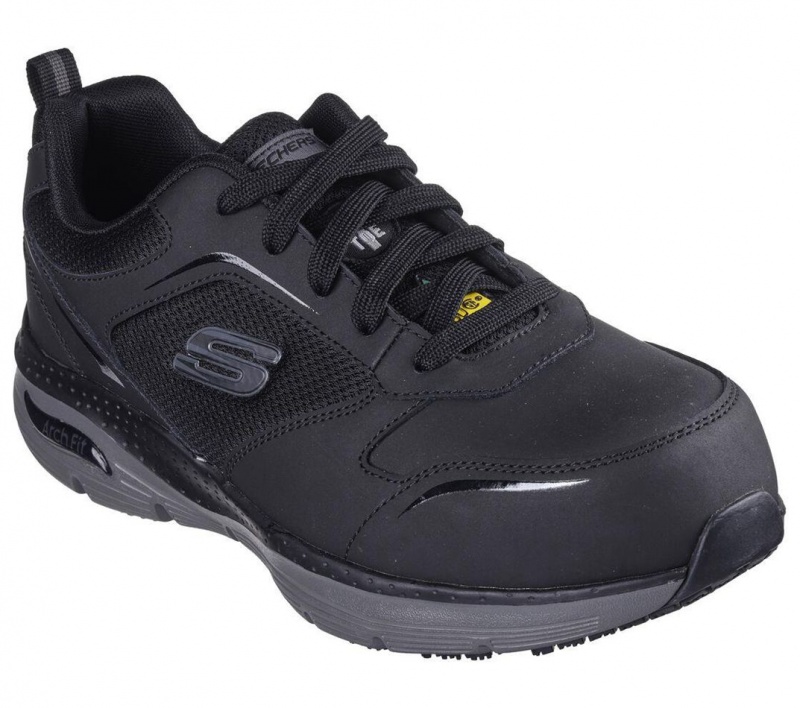 Black Skechers Arch Fit Sr - Angis Comp Toe Men's Work Shoes | YFRX-70219