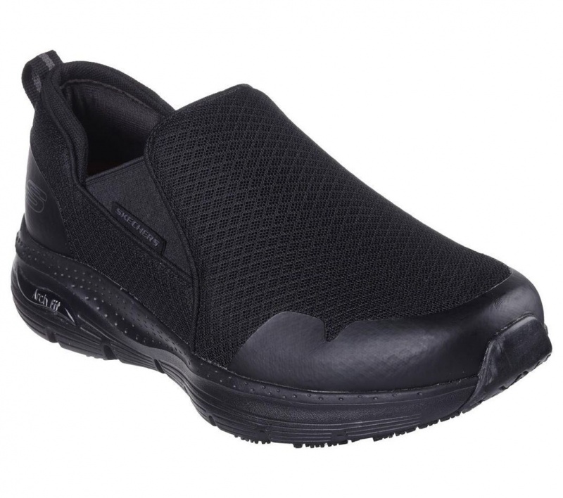 Black Skechers Arch Fit Sr - Tineid Men's Work Shoes | YTQJ-81230