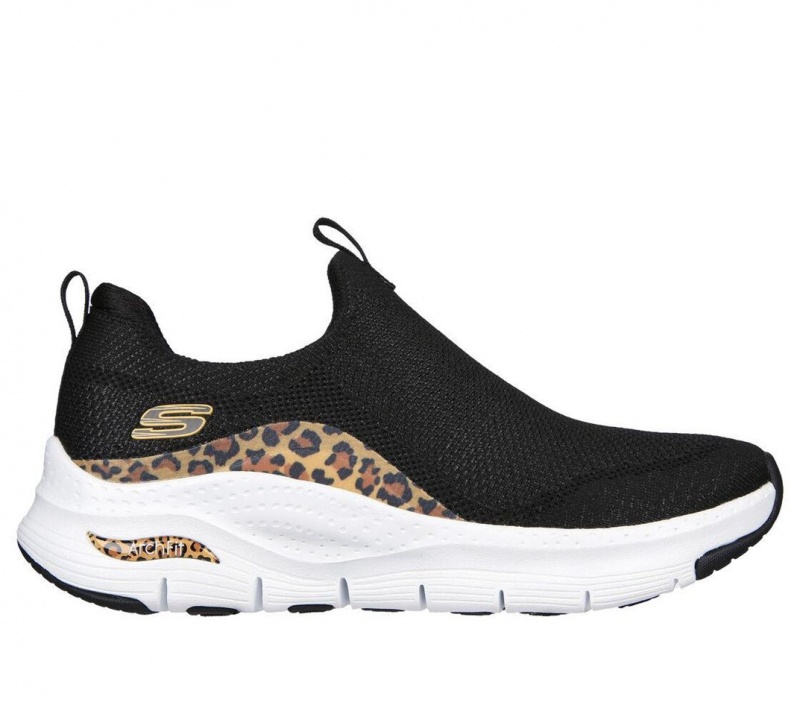 Black Skechers Arch Fit - New Native Women\'s Sneakers | VMUY-64739