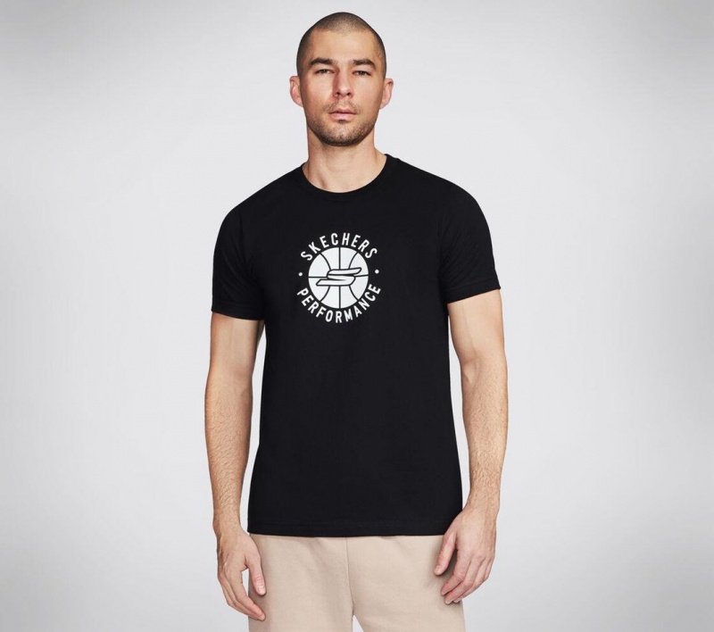 Black Skechers Basketball: Performance Basketball Men\'s T-Shirt | QWNE-89650