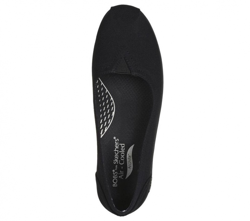 Black Skechers Bobs Arch Fit Plush - By The Way Women's Flats | HTCL-43178