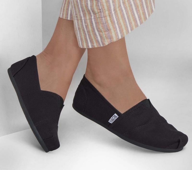 Black Skechers Bobs Plush - Peace And Love Women's Flats | QZGO-64901