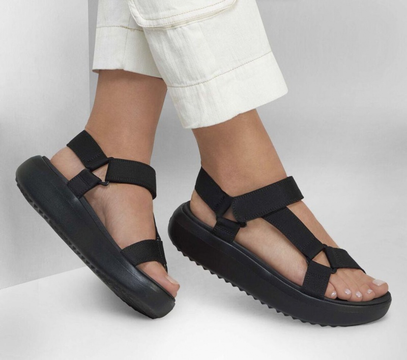 Black Skechers Bobs Pop Ups 3.0 Women's Sandals | DSPY-93167