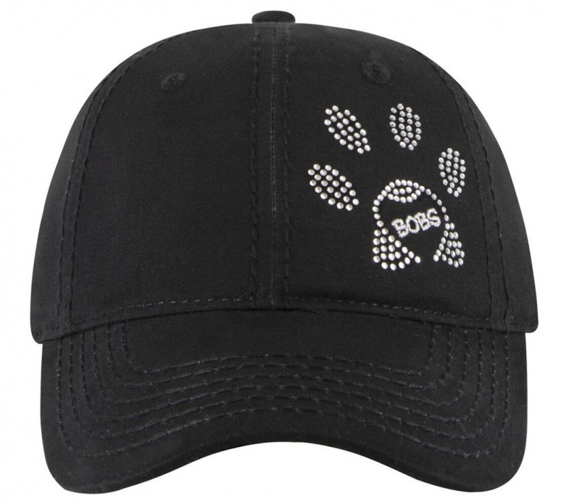 Black Skechers Bobs Rhinestone Paw Women's Hats | EQLB-69845