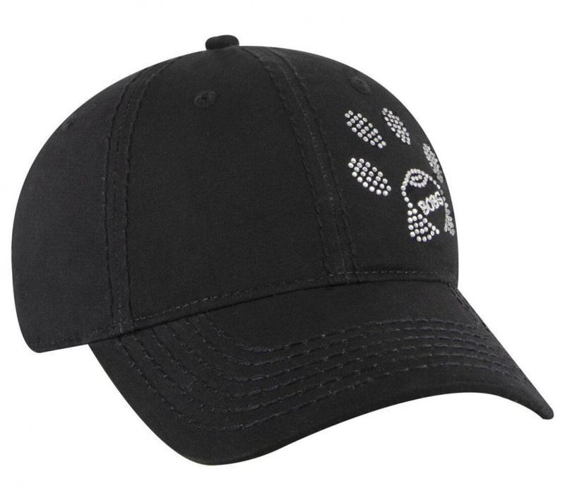 Black Skechers Bobs Rhinestone Paw Women's Hats | EQLB-69845