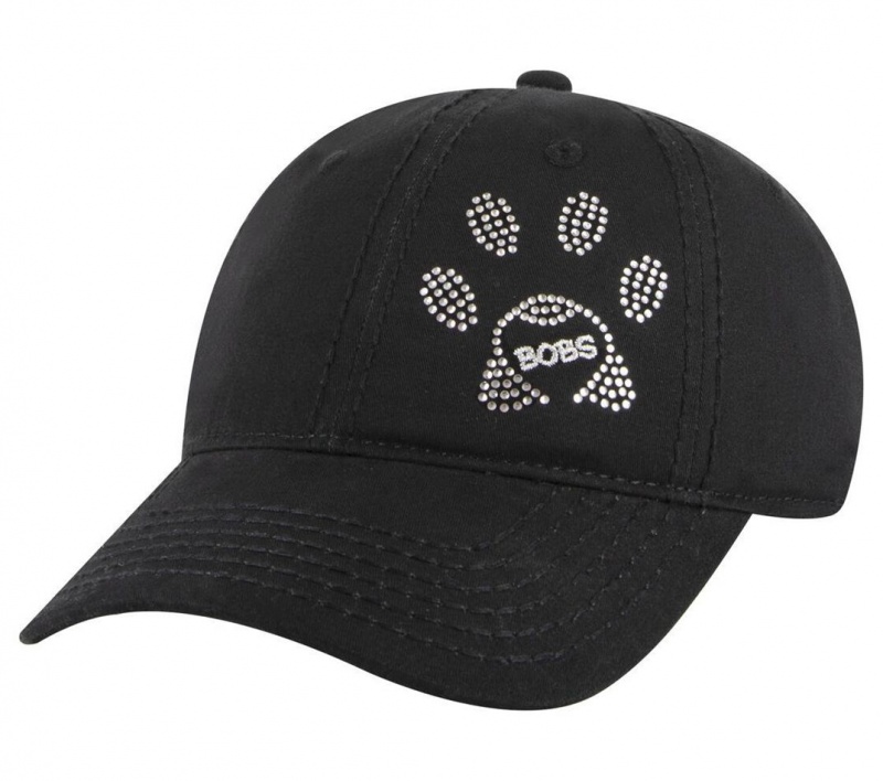 Black Skechers Bobs Rhinestone Paw Women\'s Hats | EQLB-69845