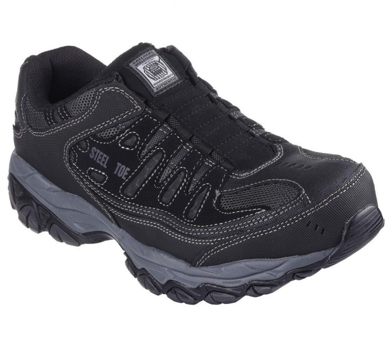 Black Skechers Cankton - Ebbitt St Men's Work Shoes | VOWU-49078