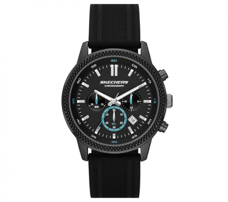 Black Skechers Clarkdale Chrono Men\'s Watch | VYJW-73628