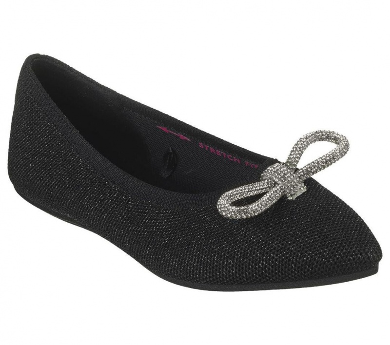 Black Skechers Cleo Point - Glitzy Haze Women's Flats | JBIU-36429