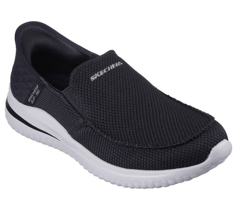 Black Skechers Delson 3.0 - Cabrino Men's Slip On | DSOI-83495