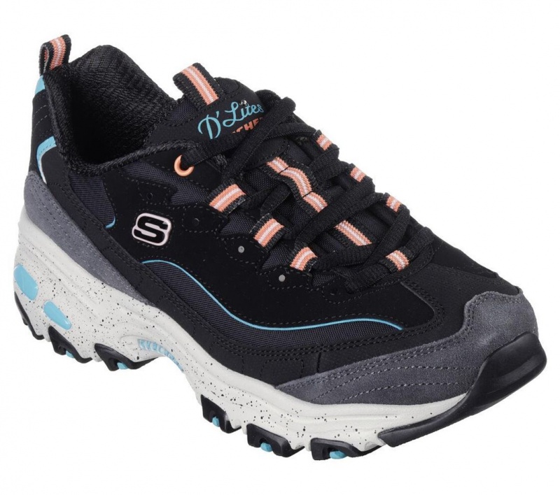 Black Skechers D'lites - Bold Views Women's Sneakers | ORUC-43621