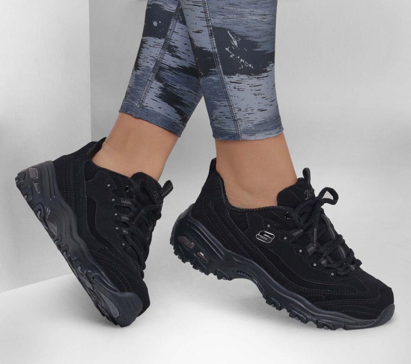 Black Skechers D'lites - Play On Women's Sneakers | UQYR-74281