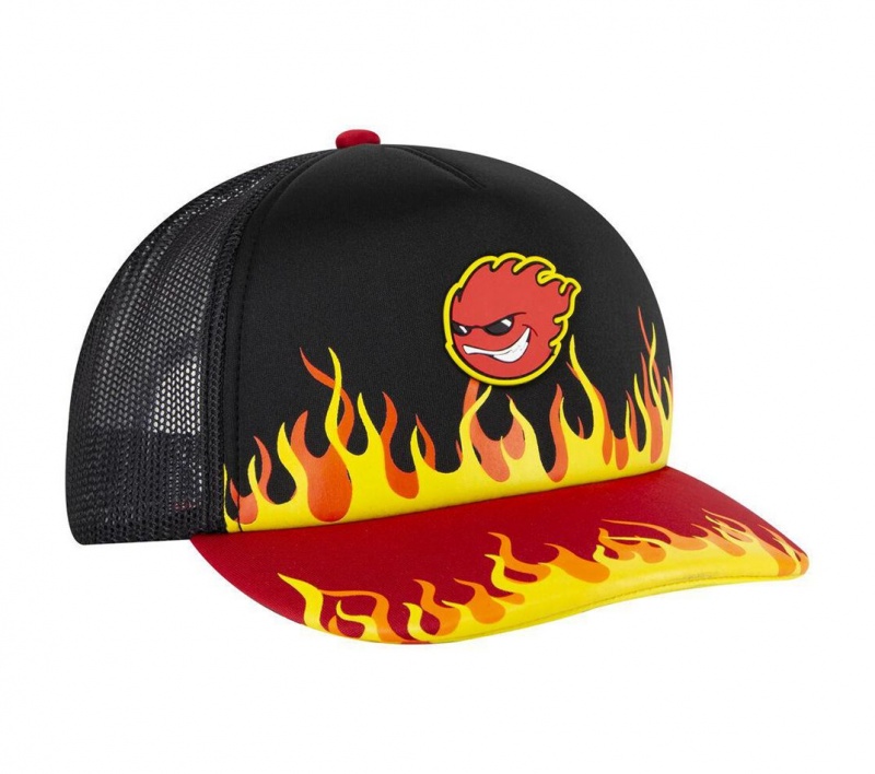 Black Skechers Flamin S Trucker Men's Hats | JWCM-02468