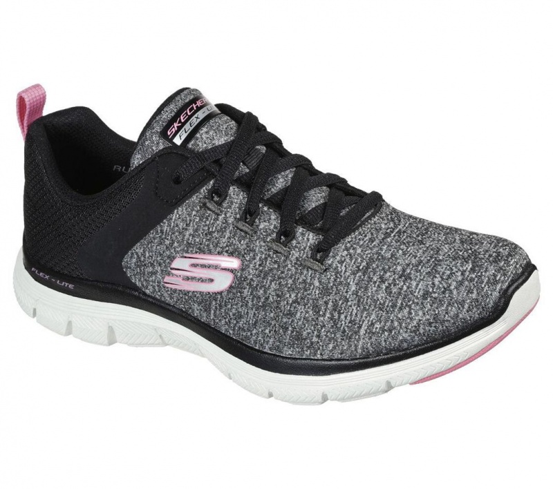 Black Skechers Flex Appeal 4.0 Women's Sneakers | ZPIV-59302