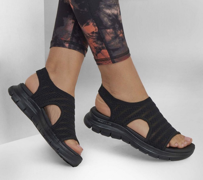 Black Skechers Flex Appeal 4.0 - Boldest Women's Sandals | ZUXM-43982