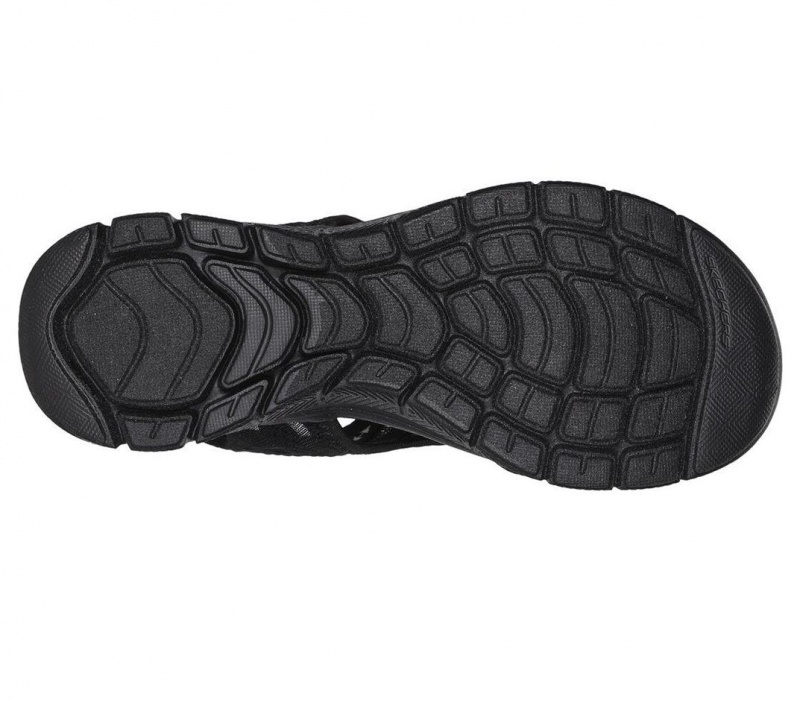 Black Skechers Flex Appeal 4.0 - Boldest Women's Sandals | ZUXM-43982