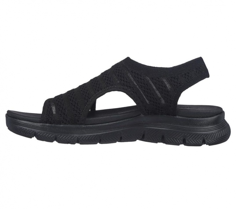 Black Skechers Flex Appeal 4.0 - Boldest Women's Sandals | ZUXM-43982