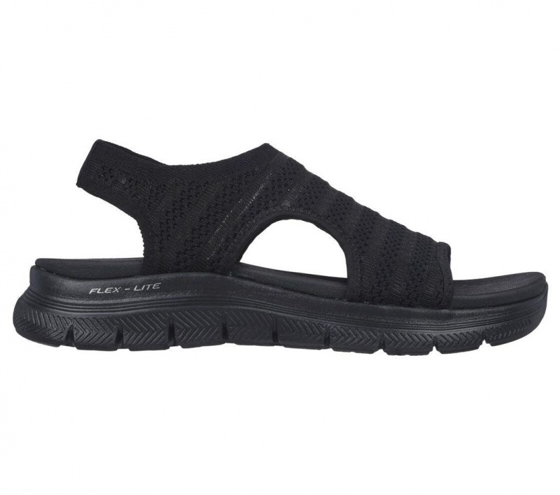 Black Skechers Flex Appeal 4.0 - Boldest Women's Sandals | ZUXM-43982