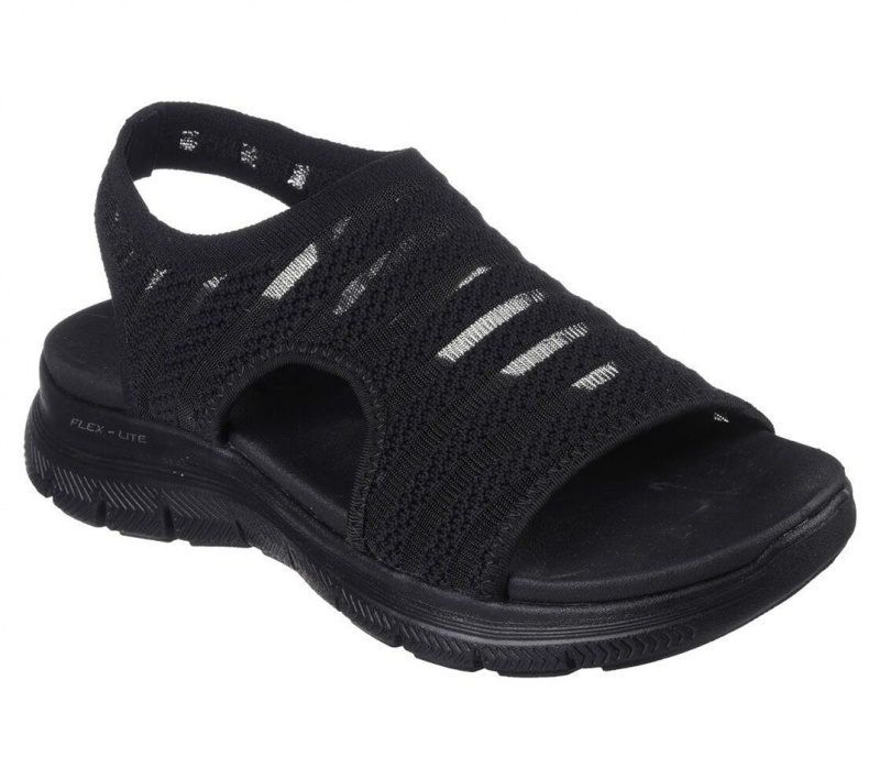 Black Skechers Flex Appeal 4.0 - Boldest Women's Sandals | ZUXM-43982