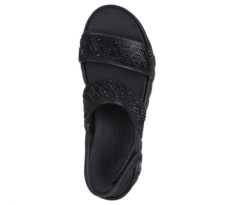 Black Skechers Foamies: Arch Fit Footsteps - Enchant Women's Sandals | FPLZ-43798