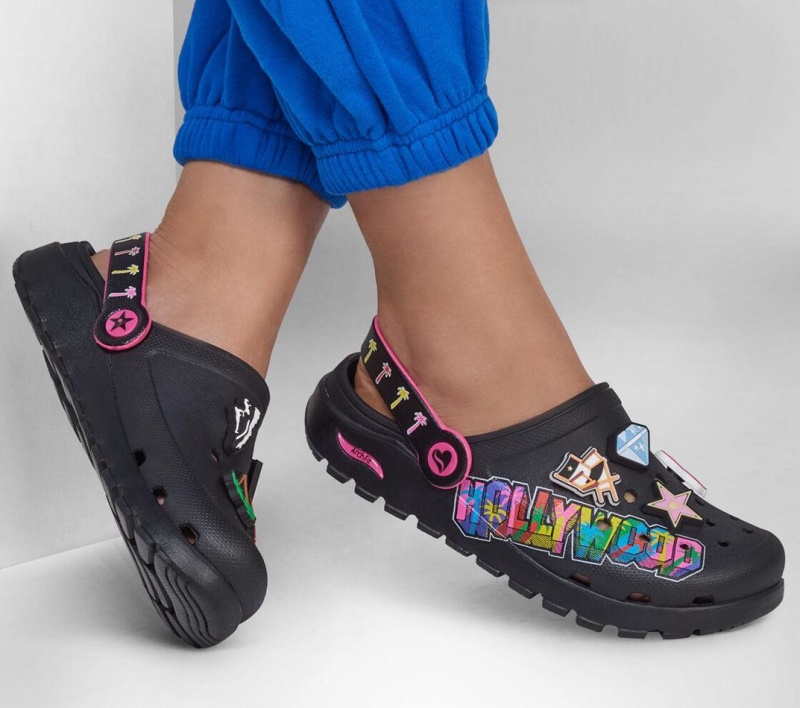 Black Skechers Foamies: Arch Fit Footsteps - Starstruck Women's Sandals | FCJI-41358