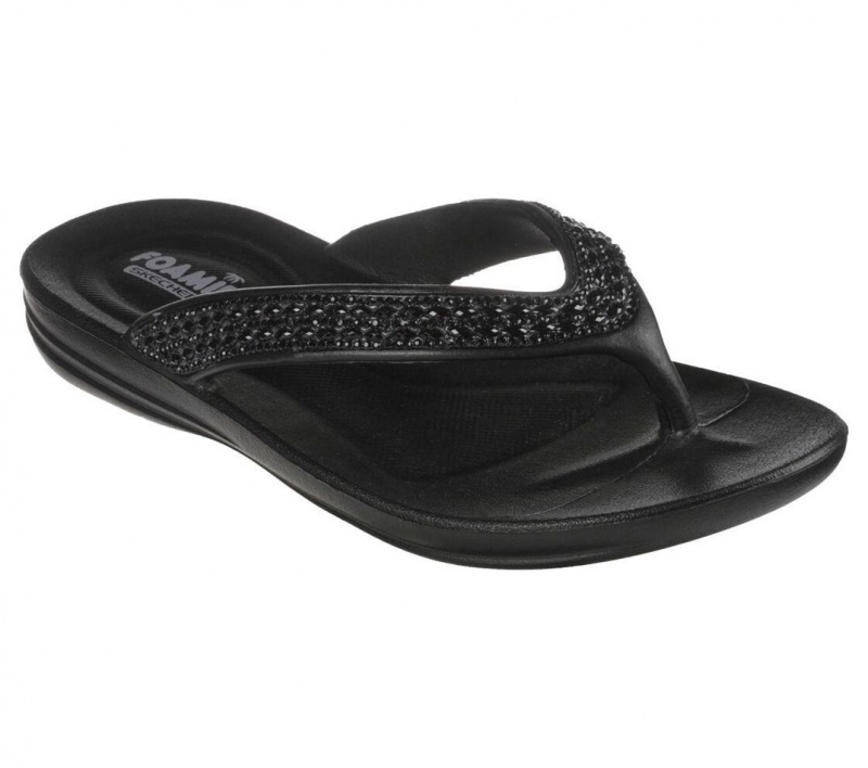 Black Skechers Foamies: Glitzy Women's Sandals | RDSX-36015