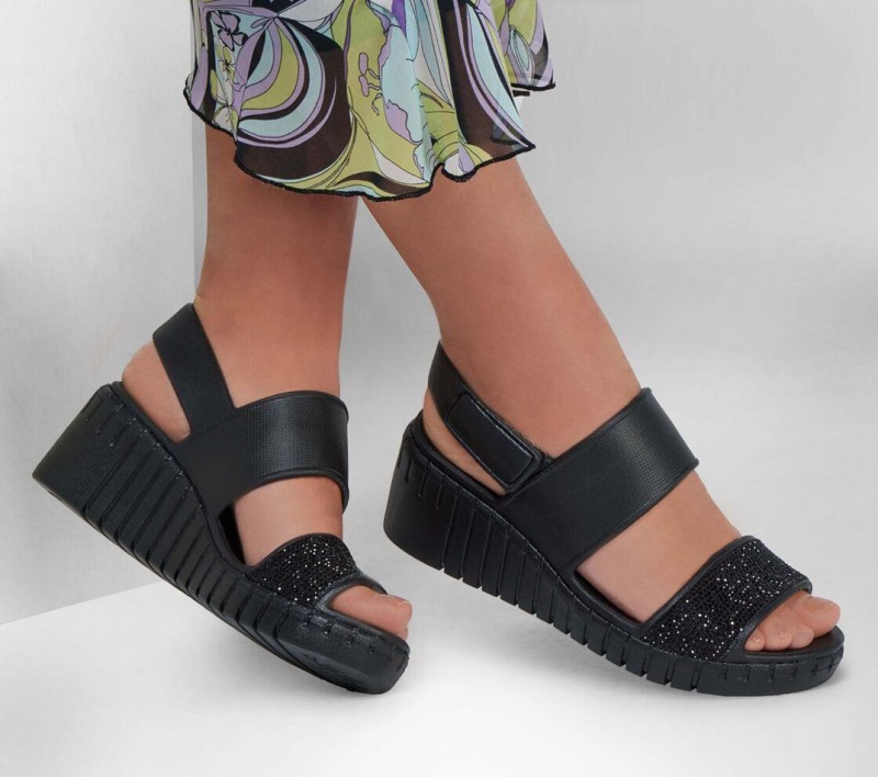 Black Skechers Foamies: Pier Ave Women's Sandals | ZQUN-80712