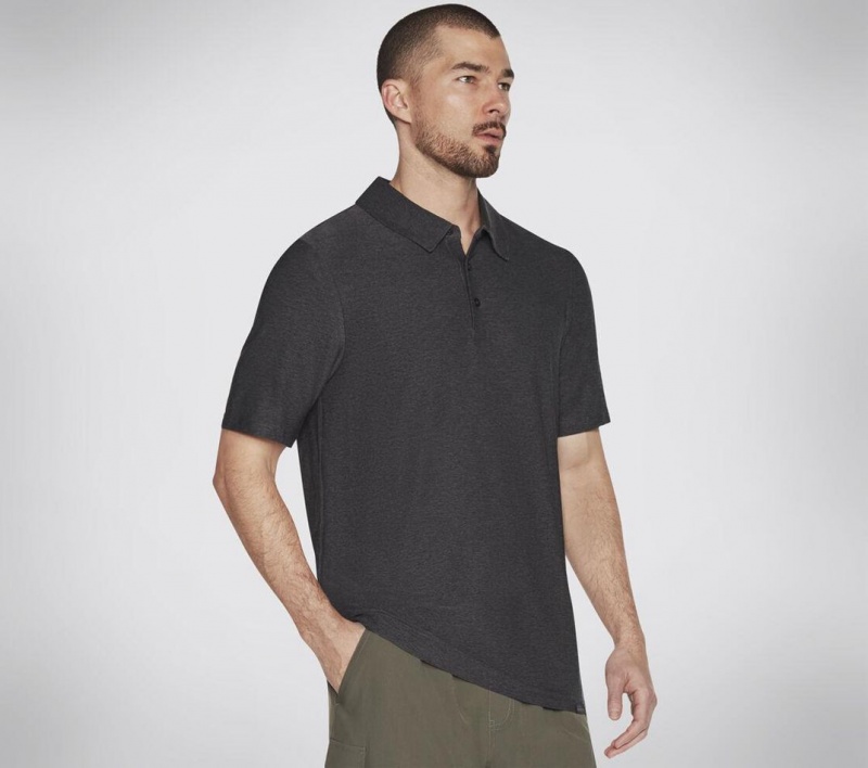 Black Skechers Go Dri All Day Men's Polo Shirt | FVQE-10275