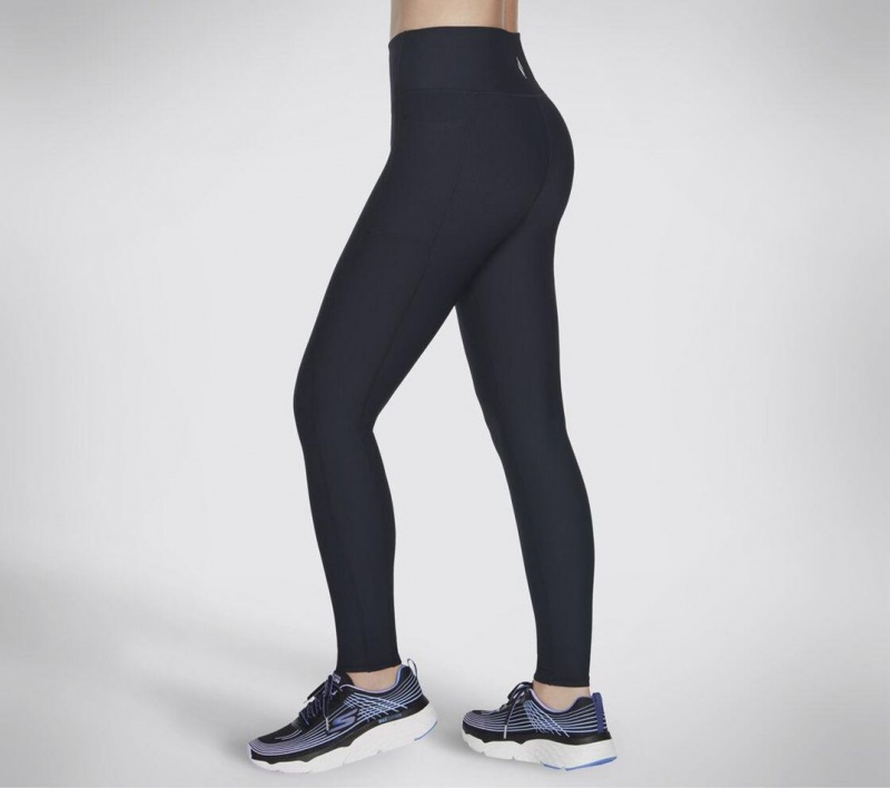 Black Skechers Go Flex Rib Fl Hw Legging Women's Pants | JMLU-48175